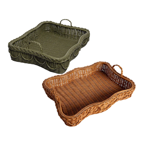 ถาดหวายสไตล์โบฮีเมียนที่ทำด้วยมือพร้อมด้ามจับถาดรองทอด้วยไม้สำหรับโต๊ะกาแฟของตกแต่งบ้านและส่งออกคุณภาพจากเวียดนาม - Product Image 2