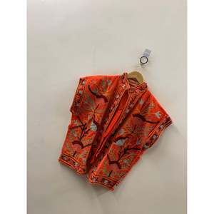 Chaleco de Terciopelo Bordado a Mano Gulbagh, Color Naranja Ember, Prenda Exterior de Primavera con Cinturón y Bordado Vintage en Cuero/Algodón - Product Image 4
