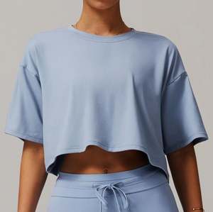 Camisetas transpirables holgadas de talla grande para mujer con logotipo personalizado de La UE y EE. UU., camiseta de entrenamiento de Yoga para correr y hacer ejercicio para mujer - Product Image 3