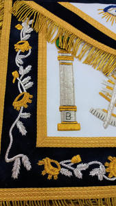 Delantal Masónico Vintage de la Logia Azul, Bordado de Maestro Masón, Transpirable, Ecológico, Hecho en Pakistán, Genuino - Product Image 2