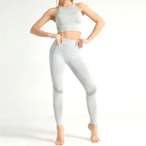 Soutien-gorge et Leggings sans couture pour femmes, Logo personnalisé, vêtements de sport, d'entraînement, ensemble de Yoga