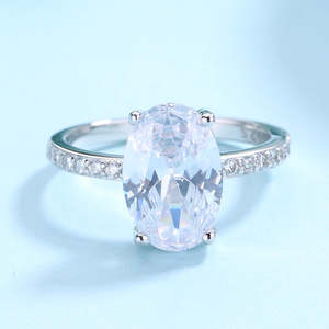 Amy and Annette Fashionable <b>Sapphire</b> and Sterling Silver Oval Solitaire <b>Ring</b> 18K Rose Gold Plated Inlay Setting for <b>Engagement</b> - Product Image 3