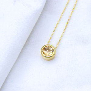 สร้อยคอชุบทองสเตอร์ลิง925ชุดฝาอัญมณีรูปซิทรีนธรรมชาติของขวัญแต่งงานที่สมบูรณ์แบบทันสมัย - Product Image 1