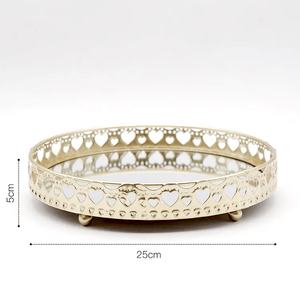 Antique Brass Designer Platter Elegant Metal Legs Glass <b>Mirror</b> for Serving <b>Trays</b> Home Jewelry Display Luxury Home Decoration - Product Image 6