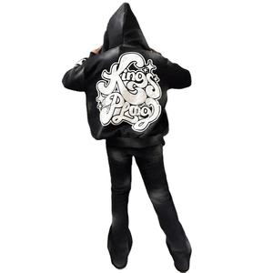 Ensemble de survêtement High 2-Piece Acid Wash Technics Sweat à capuche à manches raglan Pantalon de survêtement évasé Plus Size Winter XL Logo Air Shipping - Product Image 2