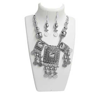 Jeweljunk Fine Jewelry <b>Sets</b> Rhodium Plated Long Necklace 1110805 Model - Product Image 1