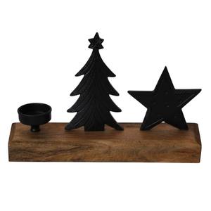 Best Quality Metal Aluminium <b>Star</b> Tree Tealight Holder With Wooden Base Handmade <b>Christmas</b> Decorative Tabletop Candle Stand - Product Image 6