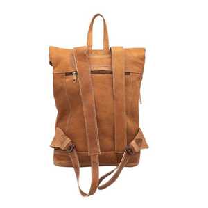 Crazy Horse Leather Roll Top Mochila Vintage Laptop Mochila Bolsa de viaje de gran capacidad - Product Image 4