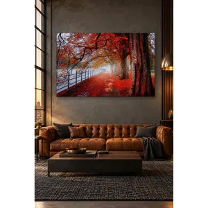 Impression sur toile Fida Red-Leaved Riverside Park Path - Product Image 3