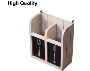 Mango <b>Wood</b> Kitchen <b>Caddy</b> Cutlery Holder Spoons Forks Holder Wall Mounting Option Utensil <b>Caddy</b> Countertop Holder organizer - Product Image 5