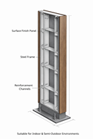 Panneau Totem Autoportant Effet Bois pour Espaces Intérieurs – Signalétique Pylône Non Éclairée pour Bureaux, Bibliothèques et Expositions