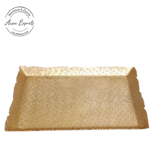 Nouveau Design Long plateau de service en métal artisanal avec finition dorée utilisé pour la décoration de la maison et le service des Fruits secs - Product Image 4