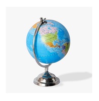 Globo Terráqueo de Aluminio de Alta Calidad, Mapa del Mundo Art Deco, Diseño Moderno, Hecho a Mano, Acabado Negro Pulido, Decoración Educativa para Oficina y Hogar