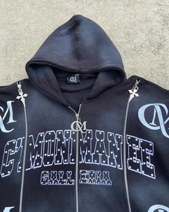 Novedad 2025 Sudadera con capucha de forro polar transpirable para hombre, de hombro caído, corta, lisa, con efecto desgastado y lavado ácido, tallas grandes - Product Image 3