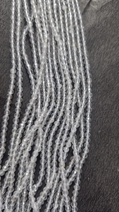 Hermosa piedra preciosa de cristal blanco natural facetada 3mm cuentas redondas sueltas 12 \ "1/10 hebra de línea con color blanco - Product Image 6