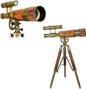 Télescope en laiton antique avec trépied Instrument marin vintage fonctionnel - Product Image 2