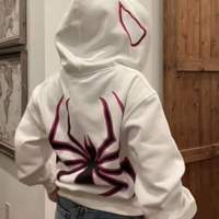Sweat à capuche Spider pour homme en coton épais 100% avec strass, design vintage, coupe oversize, doublure polaire, style streetwear printemps, personnalisable