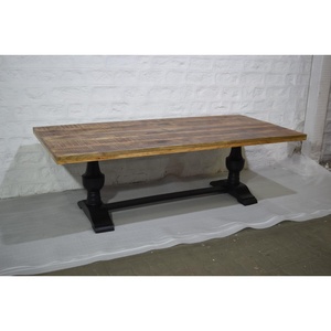 Sang Trọng Cổ Điển Châu Âu Đau Khổ Trắng Rửa Thiết Kế Mộc Mạc Bàn Ăn Đặt Rắn Bằng Gỗ Cho Nhà Trang Trại Đồ Nội Thất - Product Image 1