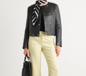 Blouson aviateur marron sur mesure pour femmes vente en gros de cuir véritable imprimé de logo personnalisé traitement brut - Product Image 2