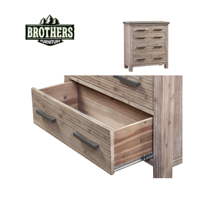 Armoire de chambre à coucher Tallboy 5 tiroirs de marque Atlas Mobilier en bois massif pour le salon et la salle à manger de fabrication vietnamienne - Product Image 3