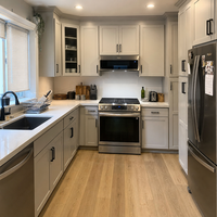 Ensemble complet d'armoires de cuisine américaines grises de style Shaker sur mesure pour projet de maison entière – Solution d'armoires