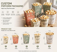 Gobelets à popcorn en kraft avec logo personnalisé, seaux jetables, emballages recyclables pour popcorn
