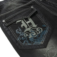 Jeans baggy en denim de haute qualité, sur mesure, pour hommes, style streetwear hip-hop ample.