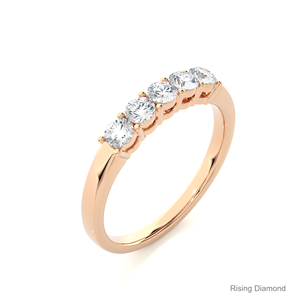 0.52 CTW Round Cut Lab Grown Diamond Half Eternity Set CVD Wedding <b>Band</b> Rose Gold Anniversary Gift <b>Rings</b> - Product Image 3