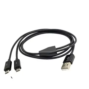 Cabo Micro USB, cabo de carregamento duplo Micro USB, sincronização de dados e alimentação, compatível com dois telefones Android, tablets PS4 etc.