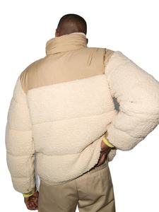 Veste matelassée Sherpa pour homme à col montant avec logo personnalisé, à capuche, rembourrée, tissée, à fermeture éclair, motif à pois, pour l'extérieur, collection automne - Product Image 6