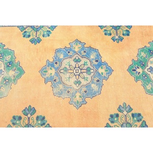 Alfombra de 2.9x11.3 pies, Alfombra Turca Vintage, Alfombra de Lana Azul Abstracta - Product Image 4