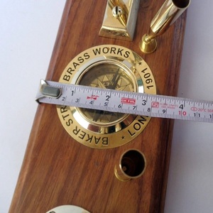 Hải Lý Văn Phòng Bàn Hàng Đầu Mô Hình Đồng Hồ Đồng Hồ La Bàn Điện Báo Cơ Sở Bằng Gỗ Tay Đánh Bóng Kim Loại Chủ Bút Trang Trí Nhà Quà Tặng - Product Image 2