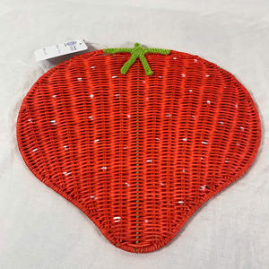 Decorative Woven Rattan Strawberry <b>Placemat</b> Unique Handwoven Chargers <b>Dining</b> <b>Table</b> Decoration Made In Vietnam - Product Image 3
