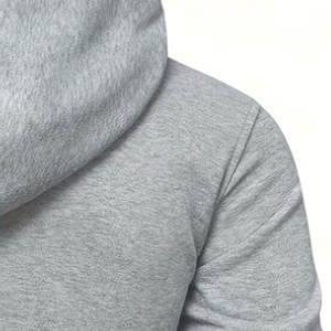 เสื้อฮู้ดผ้าเฟรนช์เทอร์รี่ลำลองพร้อมซับในขนนุ่ม บล็อกสีทึบ เสื้อสวมหัวแขนยาวพร้อมเชือกผูกและซิป - Product Image 5