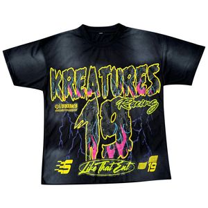 เสื้อยืดผ้าฝ้าย100% ไหล่ตกขนาดใหญ่สำหรับผู้ชายพิมพ์ลายจอใหญ่ - Product Image 4