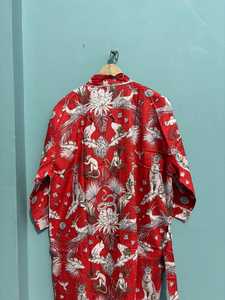 Bata Kimono de Algodón con Estampado Floral Rojo, Estilo Boho - Product Image 2