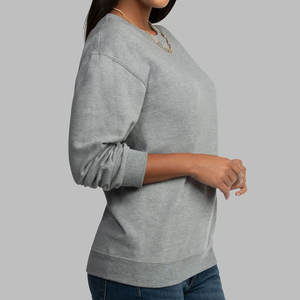 Sudadera de cuello redondo para hombre, manga larga, ajuste Regular, gris Heather, último algodón, cuello redondo térmico, estilo F260 - Product Image 5