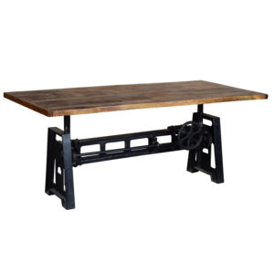 Ensemble de table à manger en bois de manguier massif avec base en métal lourd Idéal pour les salles à manger contemporaines avec un aspect de bois naturel - Product Image 1