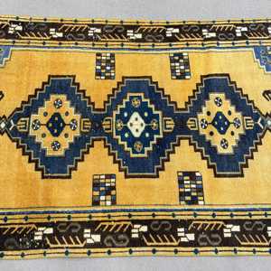 พรมวินเทจสไตล์ตุรกี ขนาด 3.4x6 ฟุต ลายสัตว์สีเหลือง - Product Image 3