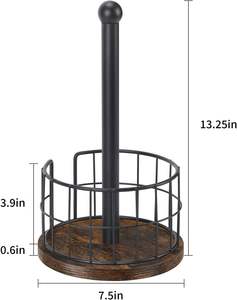 Porte-serviettes en papier sur comptoir, support de rouleau de papier absorbant pour salle de bain, porte-serviettes en papier avec base en bois robuste - Product Image 5