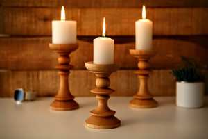 High-quality Solid <b>Wood</b> <b>Candlestick</b> <b>Holder</b> with Embossing Printing Decorative Candle Stand for Valentine's Day Home Decoration - Product Image 2