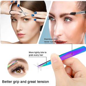6 PCS Tweezers <b>Set</b> with Curved Scissors Eyelash Brush Stainless Steel Brow Remover Tools <b>for</b> <b>Women</b> with Storage Case - Product Image 5