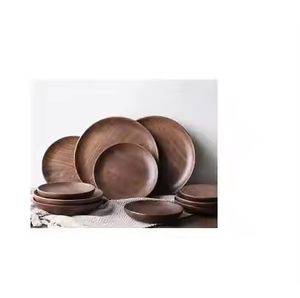 Assiette en bois créative Ustensiles de cuisine de restaurant Assiette en bois familiale Simple Assiette en bois ronde solide pour doigt par artisanat croissant - Product Image 1