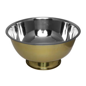 Bol de service à salade de grande capacité en métal fait à la main de forme arrondie Bol de service à fruits pour collations et finitions brillantes - Product Image 4