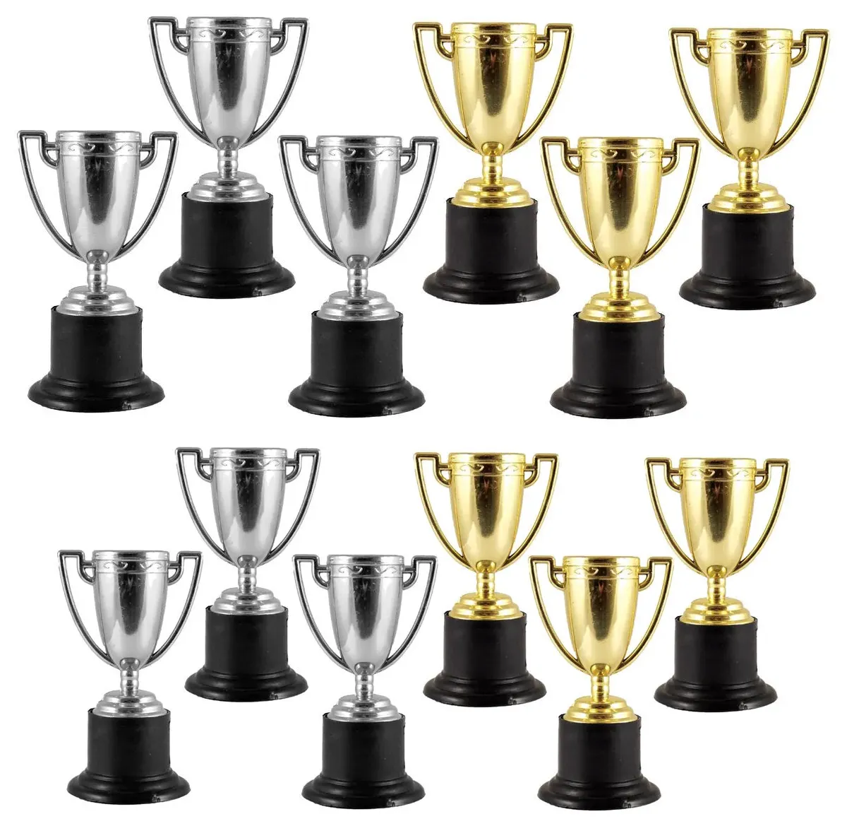 Gold Silver Trophy Plastic Trophies Sports Day Prize Winner Party Bag Kids Toy Winners Trophies Toy Party Childrens/Kids Sports