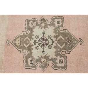 Grand tapis turc vintage 4,7x8,9 pieds, tapis en laine rayé rose et vert - Product Image 5