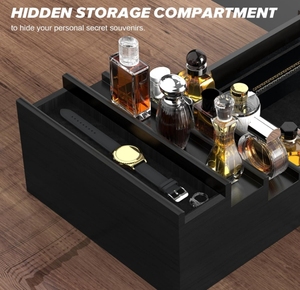 Luxury Cologne Organizer for Men 4 Tier Wood Perfume Display Holder with Felt Lining Drawer Hidden Compartment <strong>Bathroom</strong> <strong>Storage</strong> - Product Image 2