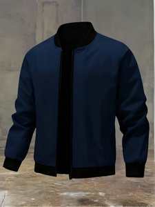 Chaqueta de béisbol con cuello levantado para deporte al aire libre informal, abrigo cortavientos de invierno con cremallera de satén sólido, regalo del Día del Padre con servicio OEM - Product Image 3