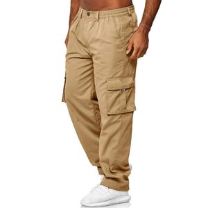 Pantalon cargo élégant en polyester pour hommes avec matériau respirant et ajustement confortable pour porter toute la journée des pantalons d'extérieur multi-poches - Product Image 3