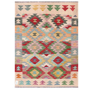 Alfombra Kilim de Maimana, Afganistán, 165 x 125 cm, Textil para el Hogar, Diseño Tradicional Hecho a Mano, Duradero y Elegante - Product Image 1